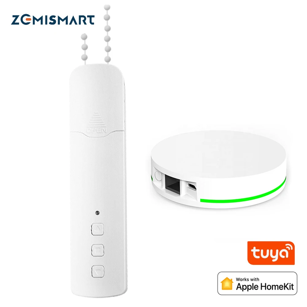Zemismart Zigbee Roller Shade Motor work with Apple Homekit，ZMHK-01 Hub Required，Built in Battery Blind Siri Voice Control |