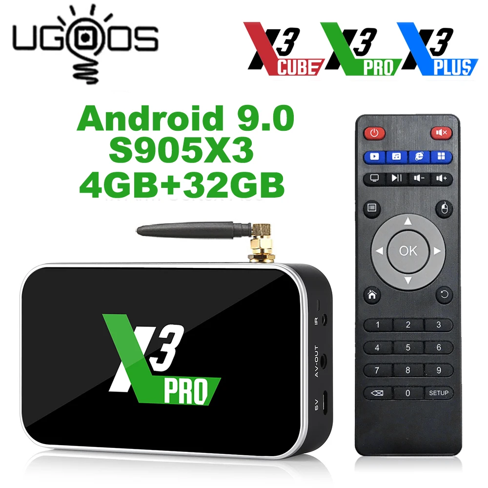 Ugoos X3 Pro 4 Гб Оперативная память 32GB DDR4 Amlogic S905X3 Смарт ТВ коробка Android 9 0 двухъядерный