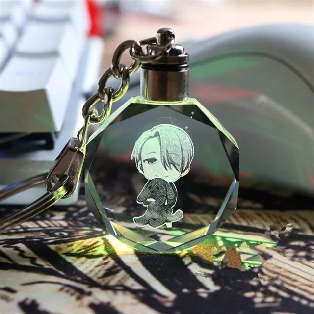 Аниме YURI ON ICE брелок Yuri Plisetsky Хрустальный светодиодный светильник Подвеска Брелок