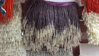 

super quality purple beaded Fringe Ribbon Trim Fringe Tassel Lace Trim Sophia-9.6205 for party dress decoration