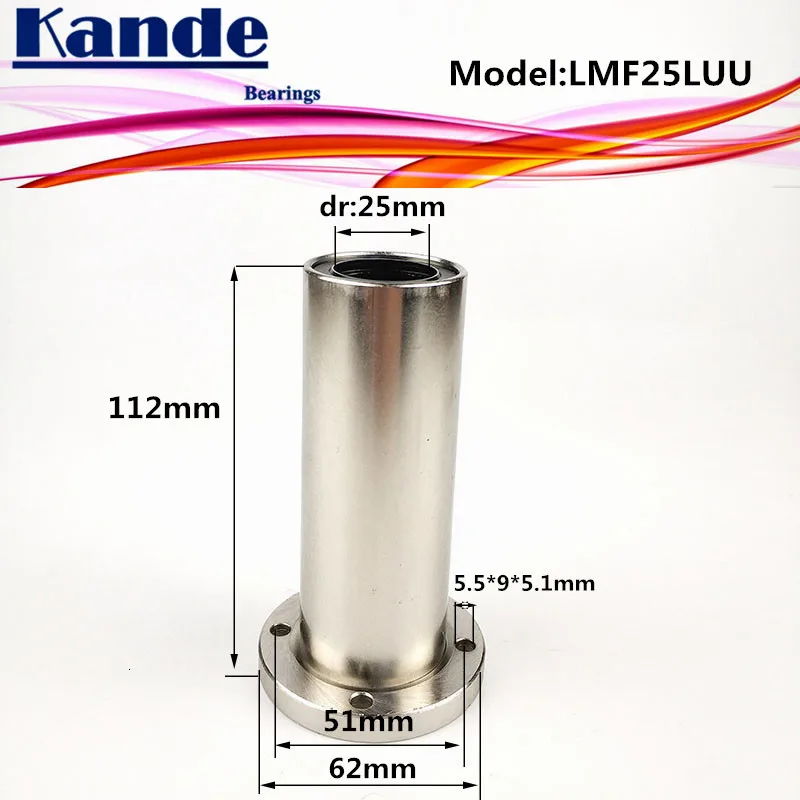 Kande подшипники LMF25L UU 2 шт. LMF25LUU круглый фланец линейный подшипник Расширенный dr: 25 мм LMF25