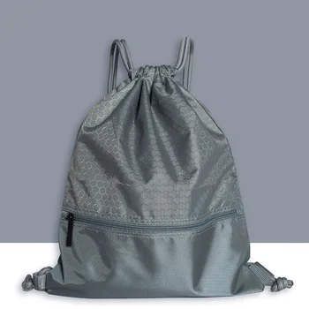 

Women Men Drawstring Lock Nylon Riding Sports Backpack Travel Zipper Pocket Solid Outdoor Practical Large Capacity Fashion