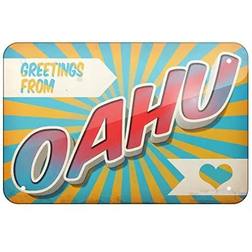 

Tin Sign New Aluminum Greetings from Oahu Postcard 11.8 x 7.8 Inch