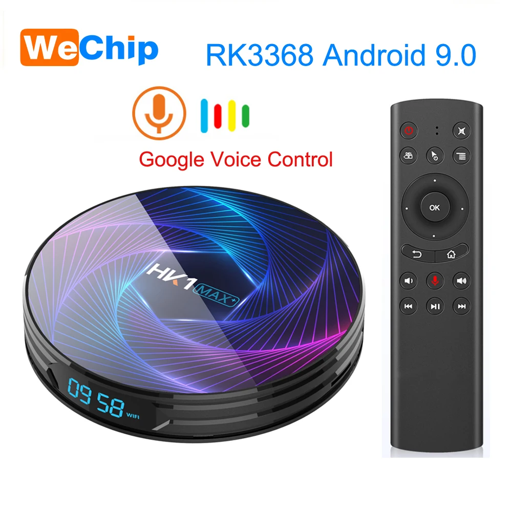 Wechip HK1MAX+ Восьмиядерный Android 9,0 Smart tv Box 4 Гб RK3368PRO HK1 MAX Plus 1080P H.265 2,4G/5G Wifi BT 4,0 1000M телеприставка