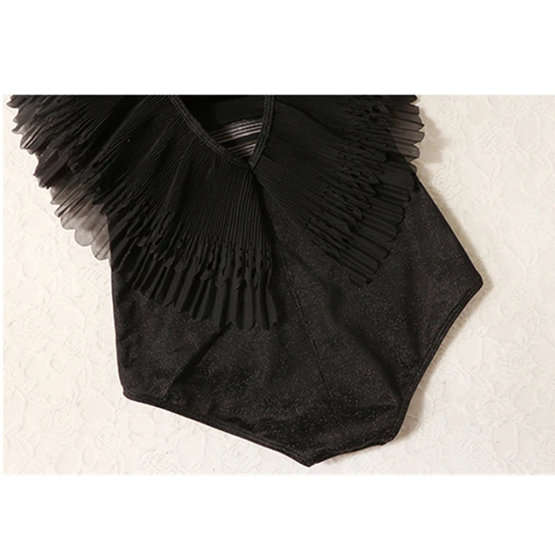 STAERK 2020 female black sexy one-piece Chiffon Ruffle Swimwear Women Retro Vintage Bathing Suits Beachwear Swim Wear Monokini