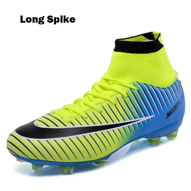 Летняя футбольная обувь с шипами; детские дышащие кроссовки для мальчиков; Мужская Легкая спортивная обувь; высокие футбольные кроссовки - Цвет: Long Spike