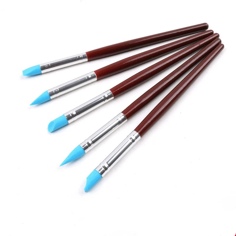 Pinceles de punta de silicona de goma para pintura, herramientas de modelado de forma de escultura de arcilla, 3mm/8mm, 5 uds.