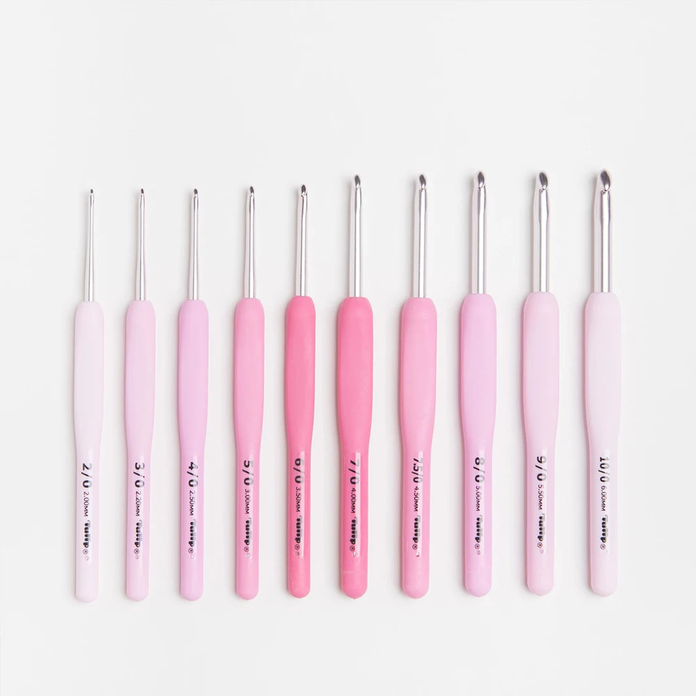 Japan-tulip-TER-TEL-Crochet-Hook-Pink-Resin-handle-Knitting-Needles-Original-authentic-Imported-from-Japan