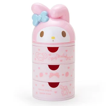 

4-layer Melody Three Drawers Flip Cover Storage Box Kitty Cat Make Up Organizer Jewerly Box Cartoon Plastic Container Pink Bins