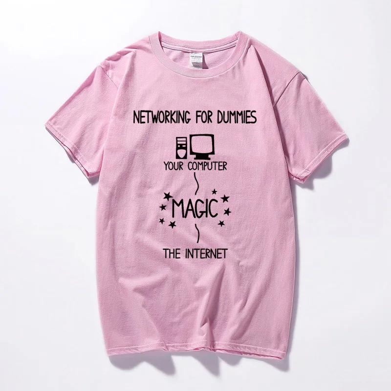 Сеть для чайников футболка Для мужчин Забавный чудак, дурачок это компьютер подарок программист хлопок Повседневное короткий рукав Футболка Camiseta - Цвет: Розовый