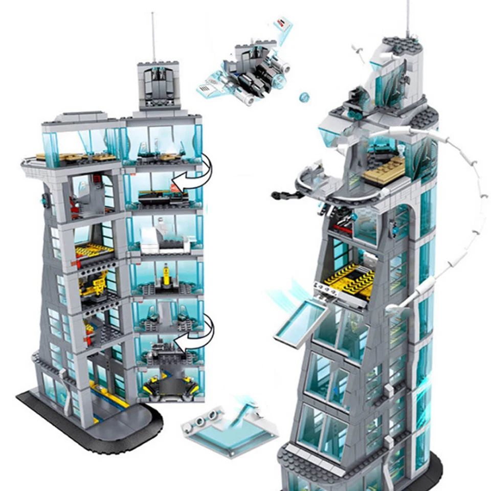 

1209pcs Marvels Superhero Ironman Avenger Base Tower Building Blocks Compatible Legoinglys City Technic Bricks Toys Children