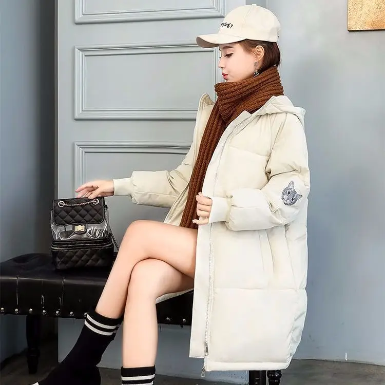

Photo Shoot 324 #2019 New Style down Cotton Mid-length Korean-style Hooded Large Size Versatile Students Winter Coat
