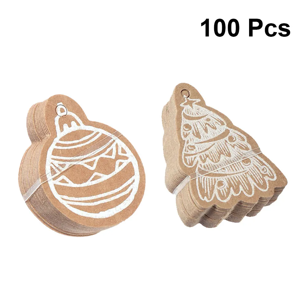 

100pcs Kraft Paper Hanging Ornament Christmas Hanging Pendant Household Xmas Hanging Tags for Party Banquet