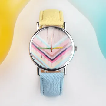 

Women Wrist Watch PU Leather Strap Rainbow Round Dial Sweet Girl Casual Analog Quartz Watches MU8669