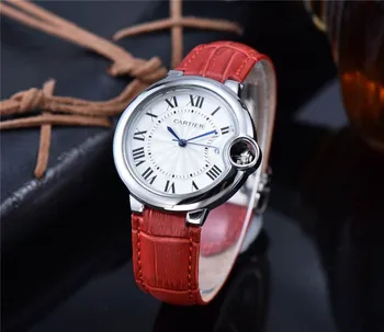 

Cartier- Luxury Brand women Quartz Watches men Watch High Quality leather Strap wristwatch Top classic watch boy gift 72 orders
