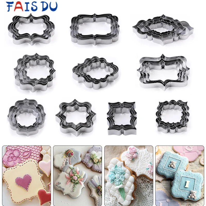 Stainless-Steel Cake-Decoration Biscuit Flower-Frame Fondant-Mold Cookie-Stamper Nameplate