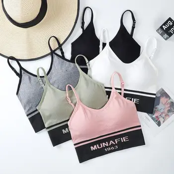 

Fashion Sexy Crop Tops Women Sports Sleeveless Vest Top Seamless Shockproof Camis Wireless Lingerie Pad Comfort Underwear #F