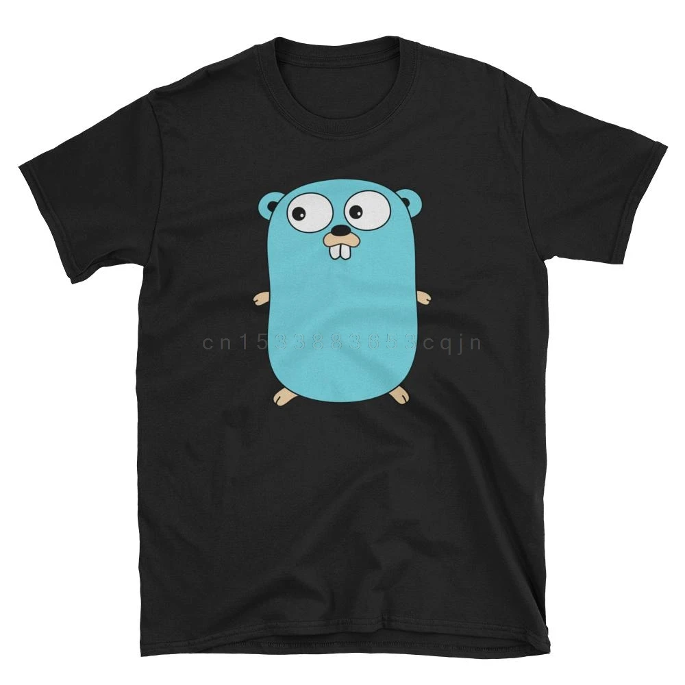 Софтстиль Go Golang синий логотип талисман Гофер футболка мультфильм Мужская
