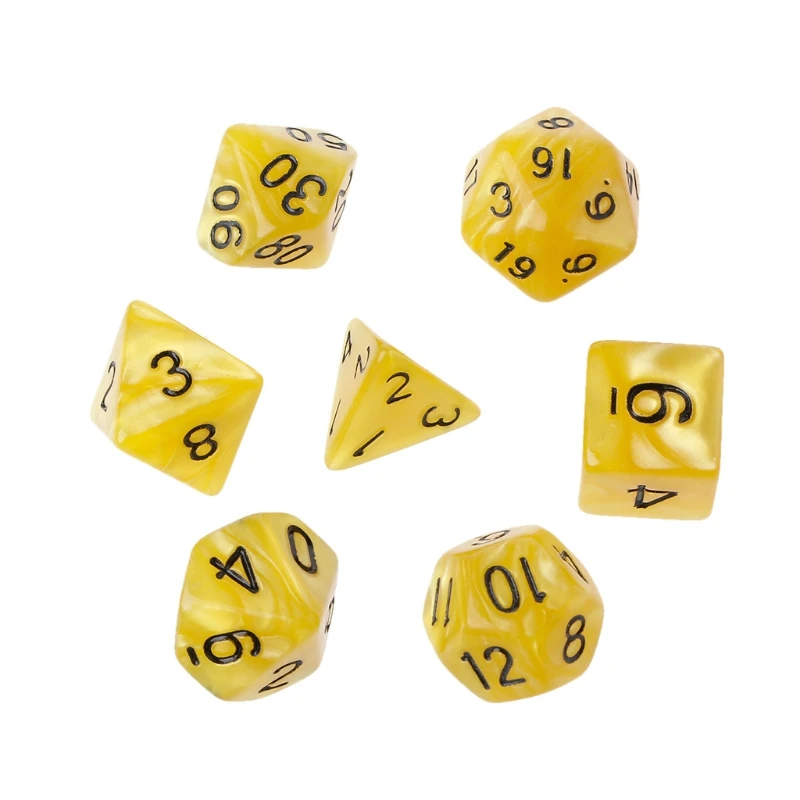 7 шт многогранные кости белые цифры для Следопыт дракона D20 D12 2xD10 D8 D6 D4 - Цвет: Yellow