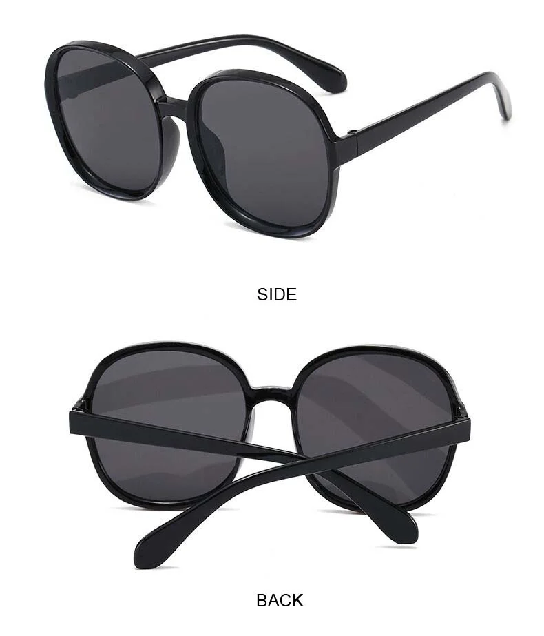 New Round Frame Sunglasses Women Retro Brand Designer Brown Black Oversized Lady Sun Glasses Female Fashion Outdoor Driving