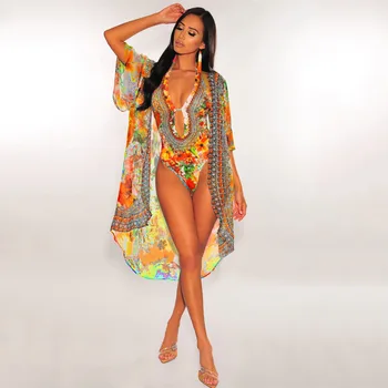 

Sexy Bikini Beach Dress 2 Piece Sets Womens 2020 Summer New Swimwear Bodycon Mini Sexy Dress Women Swim Wear XL Orange Bikini