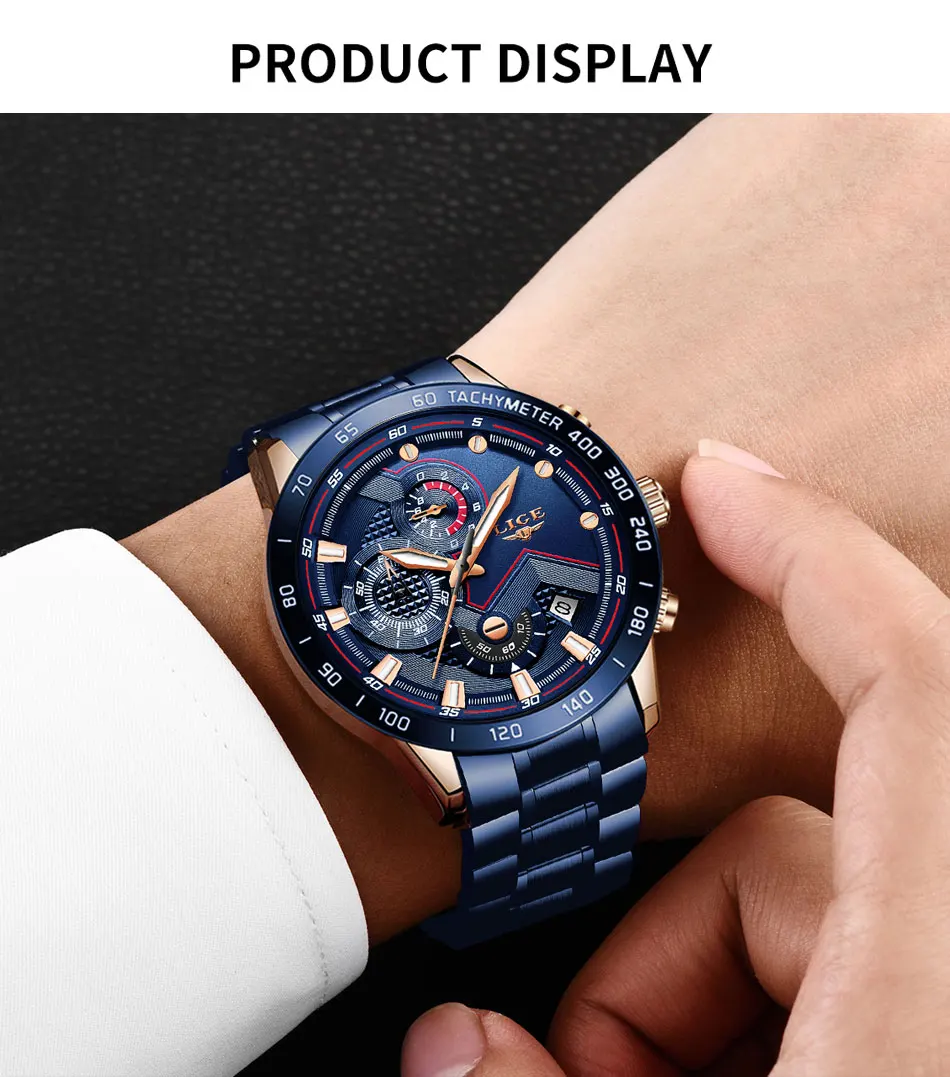 LIGE спортивные часы Топ люксовый бренд бизнес кварцевые мужские часы Montre Homme Хронограф Военная нержавеющая сталь часы