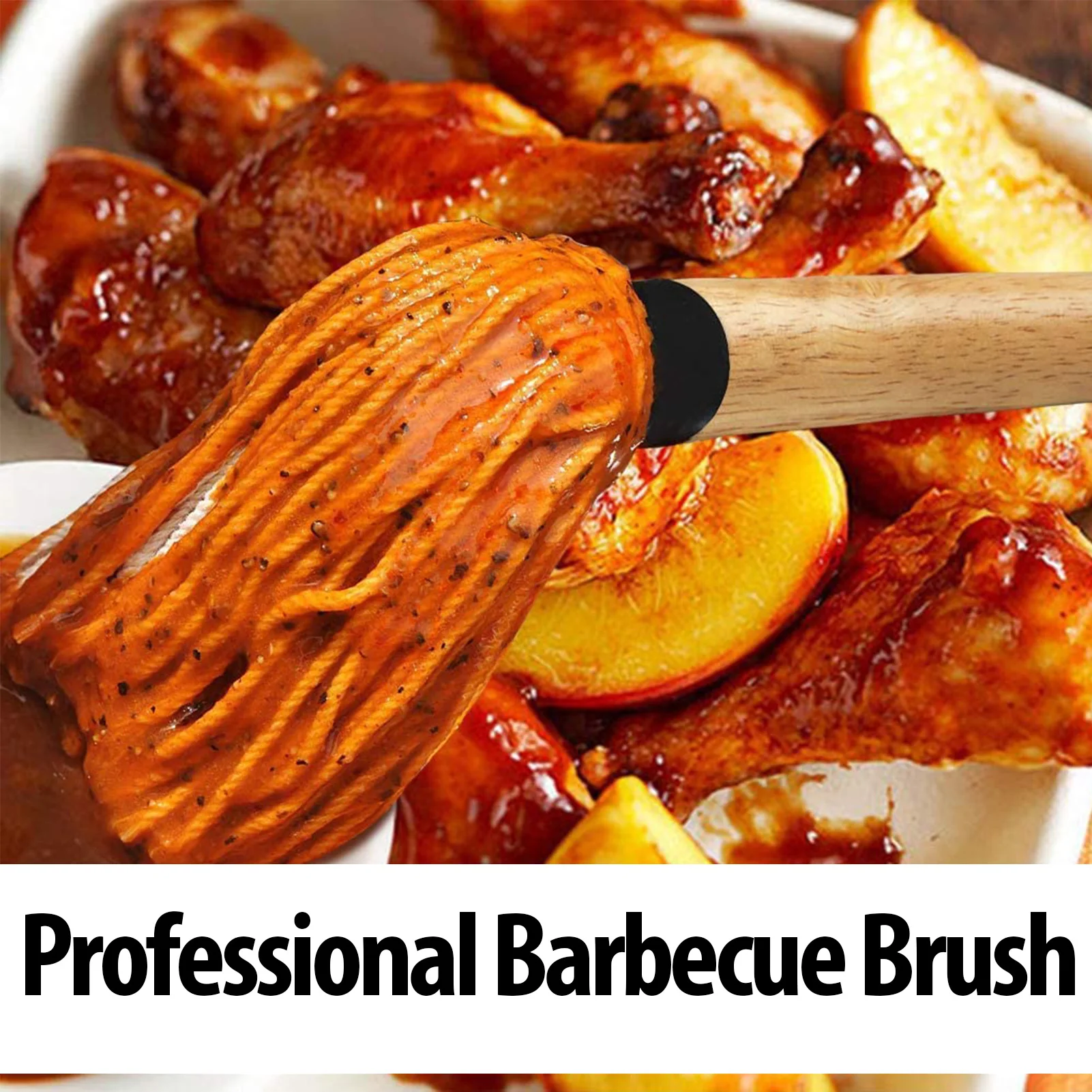 Grill Basting Brush BBQ Mop Professional Barbecue Brush Basting Mops Cotton Fiber Head Natural Hardwood Handle Dish Mop Style Grill Brush