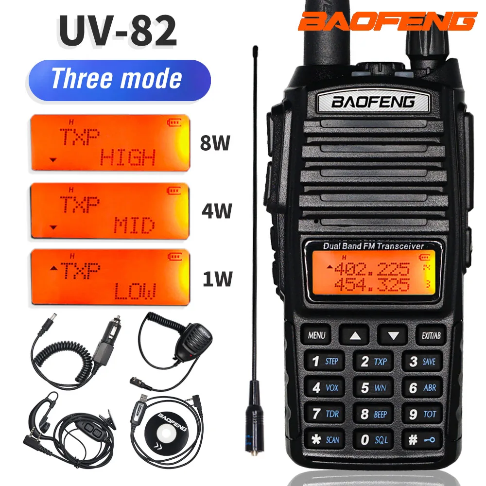 Tri Мощность BaoFeng UV 82 8 Вт двухстороннее радио иди и болтай Walkie Talkie двухдиапазонный