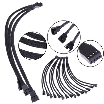 

4 Pin Tinned Copper Extension Cable Splitter Office Practical Connector Sleeved Motherboard PWM Fan CPU Accessories 1 To 3 Ways
