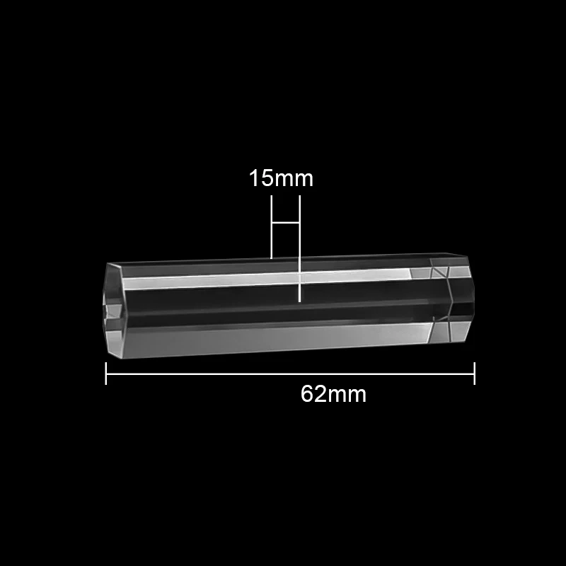 Optical Hexagonal Prism for Photography Seven-color Reflects Sunlight 15x62mm Light Guide Prism Physical Science Experiment