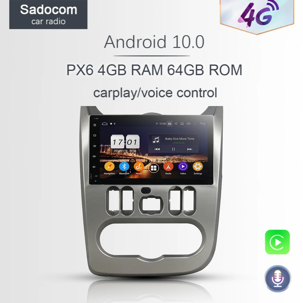 720P 9 &quotDSP PX6 Android 10 0 64 ГБ + 4 Автомобильный dvd плеер для Renault Logan Sandero Duster 2015 2016 GPS