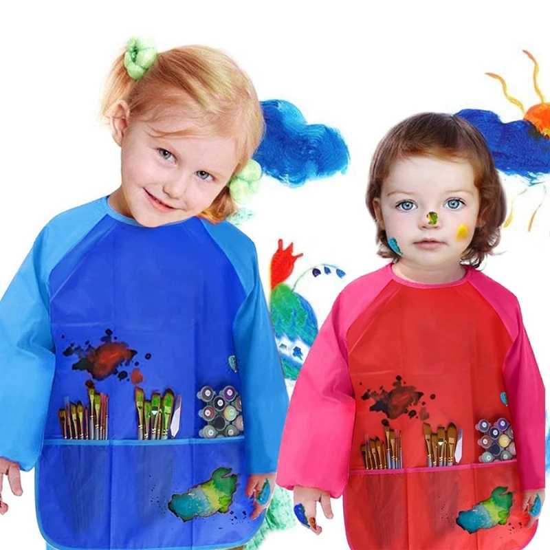 

Set of 2x Children's Apron of colors for Painting that include 4 brushes Perfect for children Creative activities of 3 years o