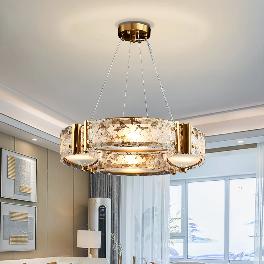 

Modern LED chandelier lighting home living room dining room round glass chandelier simple decoration cafe bar loft lighting