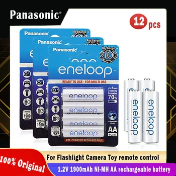 

12pcs Original Panasonic 1.2V 1900mAh NI-MH Rechargeable Battery For Camera Flashlight Toy Recycle 2100 time Pre-Charged Battery