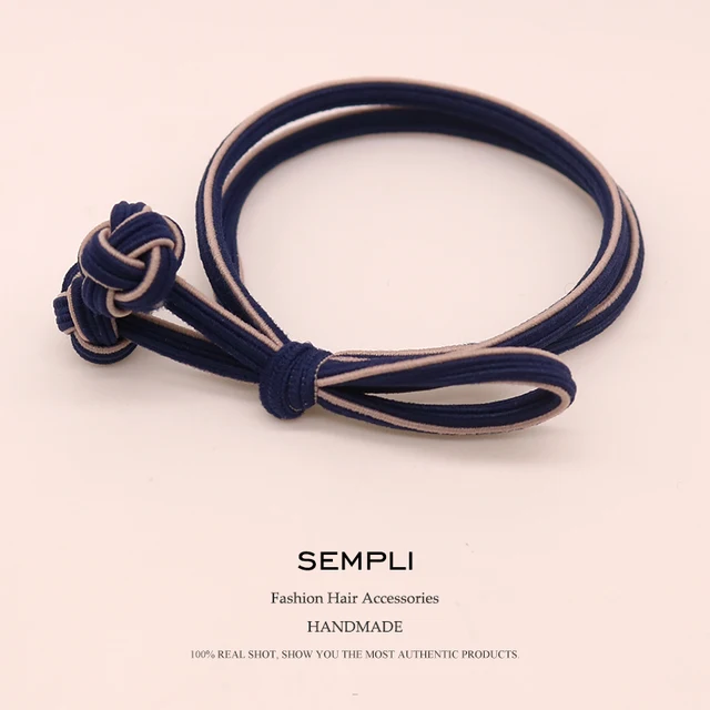 Sempli High Quality Elastic Band Tight Durable Gums for Woman Girls Strong Sweet Hair Bands Christmas Rubber Bands Accessories Navy Blue