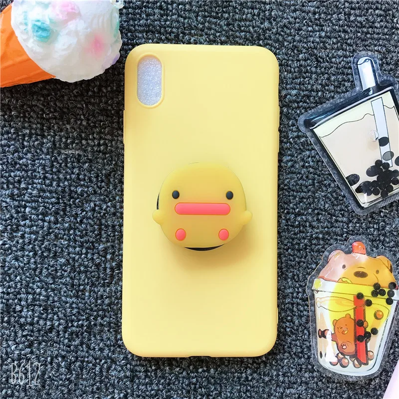 3D с героем мультика Минни гибкий держатель Подставка для телефона чехол для Samsung Galaxy S6 S7 край S8 S9 плюс S10 5G S10E Lite Мягкий силиконовый чехол - Цвет: yellow duck