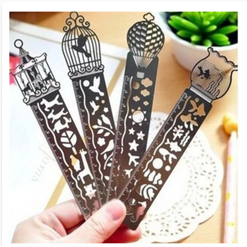 

G403 Korean retro hollowed out ruler multi function creative scale painting Stationery office supplies for students