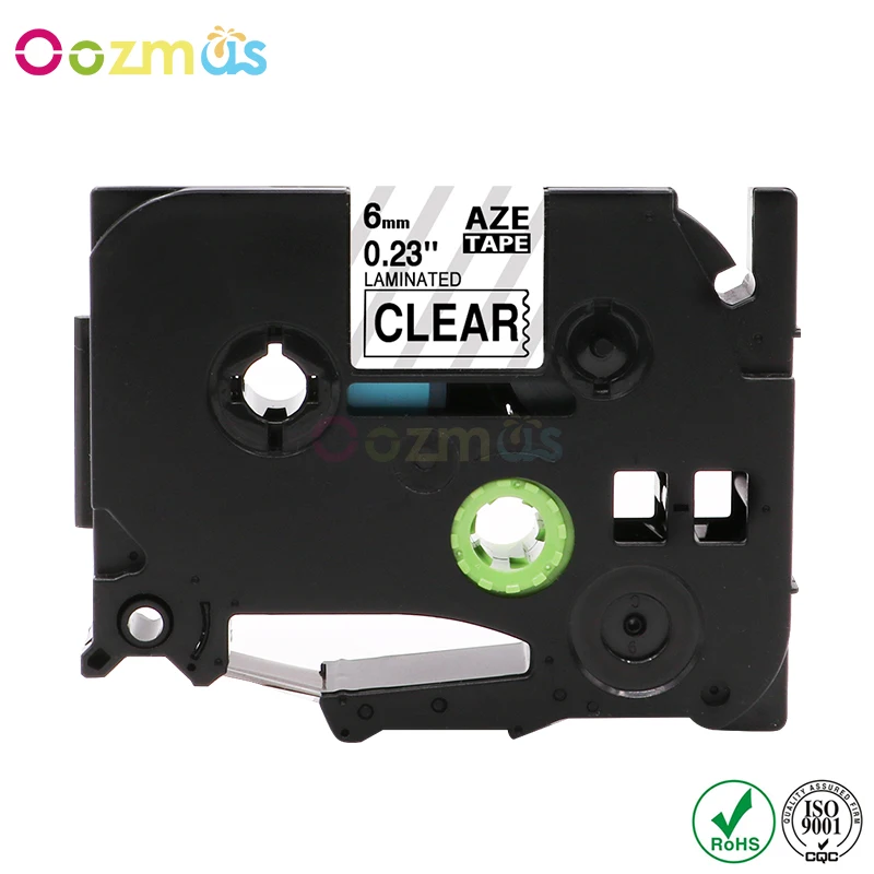 Oozmas 4pcs 6mm black on clear Compatible Brother p-touch printers tze-111 tz111 tze 111 label tape ribbon for ptouch