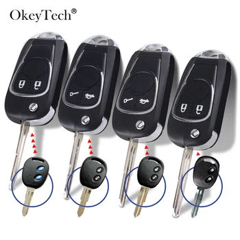 

OkeyTech 2 Button Flip Remote Car Key Shell Case For Chevrolet Love Spark Epica Sail Replacement Cover Uncut Left/Right Blade