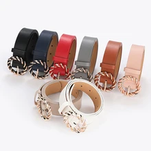 

Twist Pin Buckle Waist Belt Solid Color PU Waist Strap 1PC 3.3cm Wide Jeans Dress Casual Waistband Women Faux Leather Belt