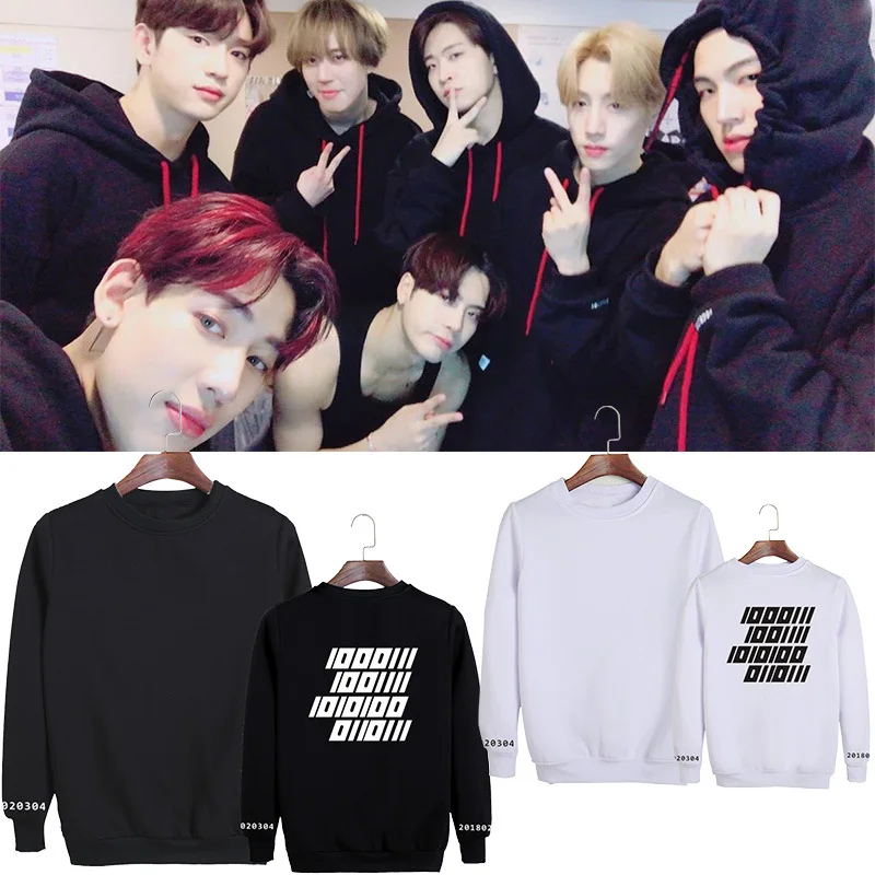 

GOT7 kpop four years concert team wang with the spring and autumn loose collar round neck sweatshirt plus Size Korean Stylish
