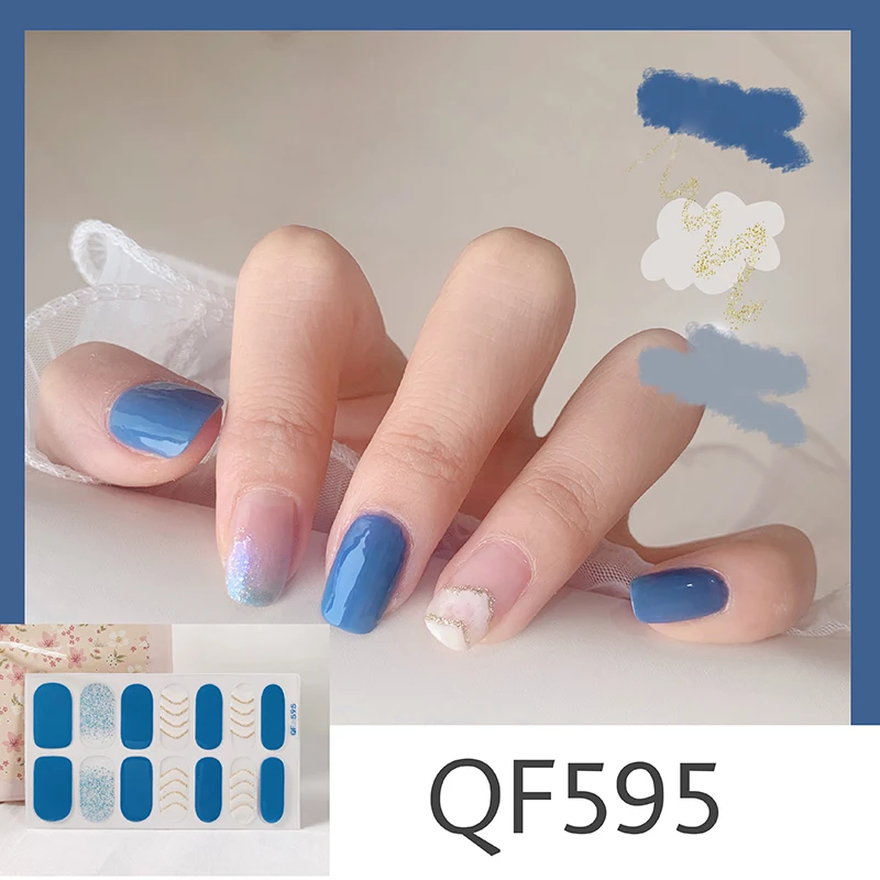 Lamemoria14tips Nail Stickers New Product Full Coverage 3D Summer Complete Nail Decals Waterproof Self-adhesive DIY Manicure