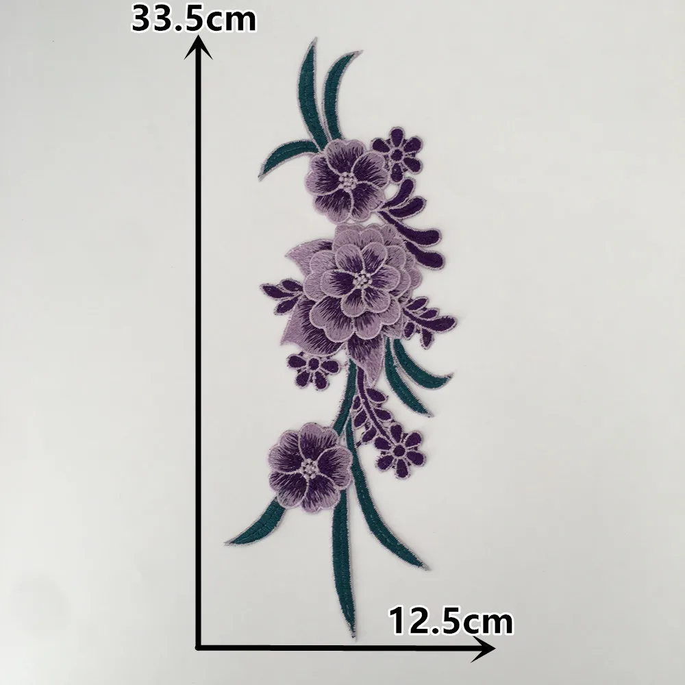 Новое поступление 3D цветок кружева декольте Вышивка Аппликация кружевной воротник DIY кружевная ткань для шитья аксессуары для одежды пара продаж - Цвет: Purple right