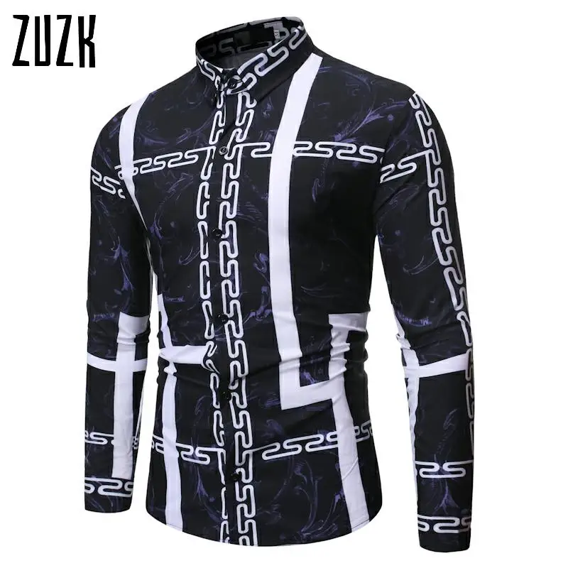 

ZUZK Baroco Style Design Men Casual Full Sleeve Shirt ,Soft Material Retro Wind Design Men's Long Sleeve Shirt
