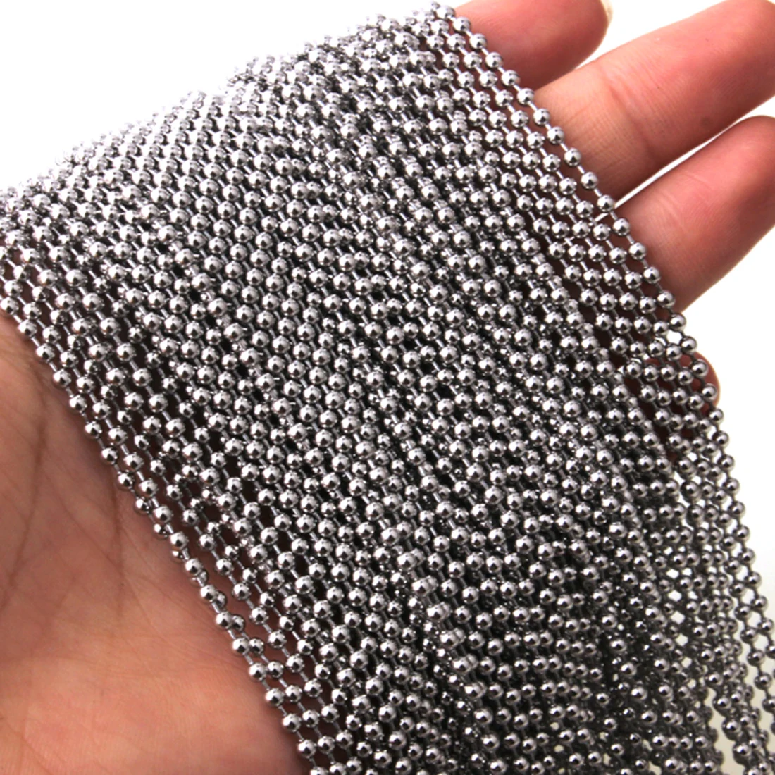 Stainless Steel Bead Chain Necklace 10/20/50/100pcs/Lot 1.5/2/2.4/3/3.2mm Stainless Steel Bead Ball Chain Necklace DIY Jewelry Findings