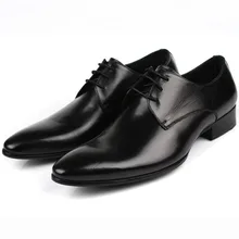 New Men Wedding Shoes Genuine Leather Formal Business Pointed Toe For Man Dress Shoes Luxury Brand Men's Oxford Flats
