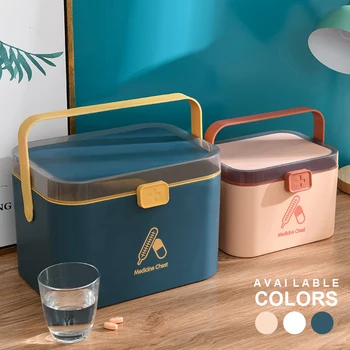 

Portable Storage Medicine Box Plastic Double-layer Home Kit First Aid Kit Portable Medicine Pill Box Household