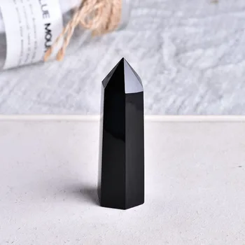 

1PC Natural Crystal Obsidian Crystal Point Hexagonal Column Quartz Crystal Mineral Ornament Couple Decoration DIY Gift Jewelry