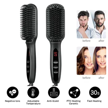 

Quick Beard Straightener Comb Irons Hair Straightener Styling Tools Ionic Hair Straightening Comb LCD Display Heating Comb