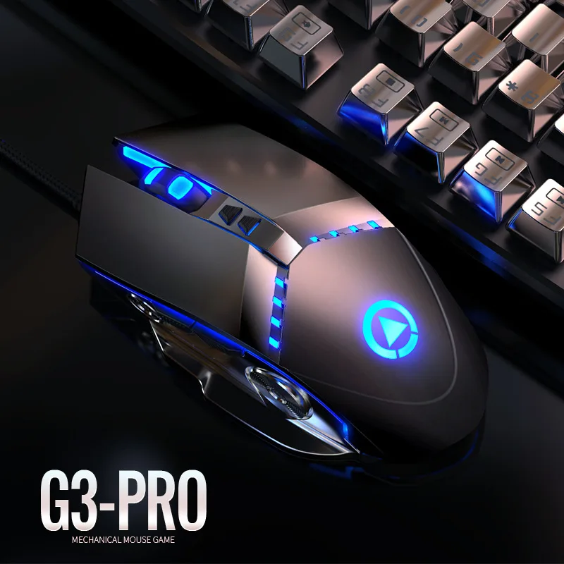 Проводная игровая мышь 3200DPI дышащий светодиодный Электронный Спорт механическая
